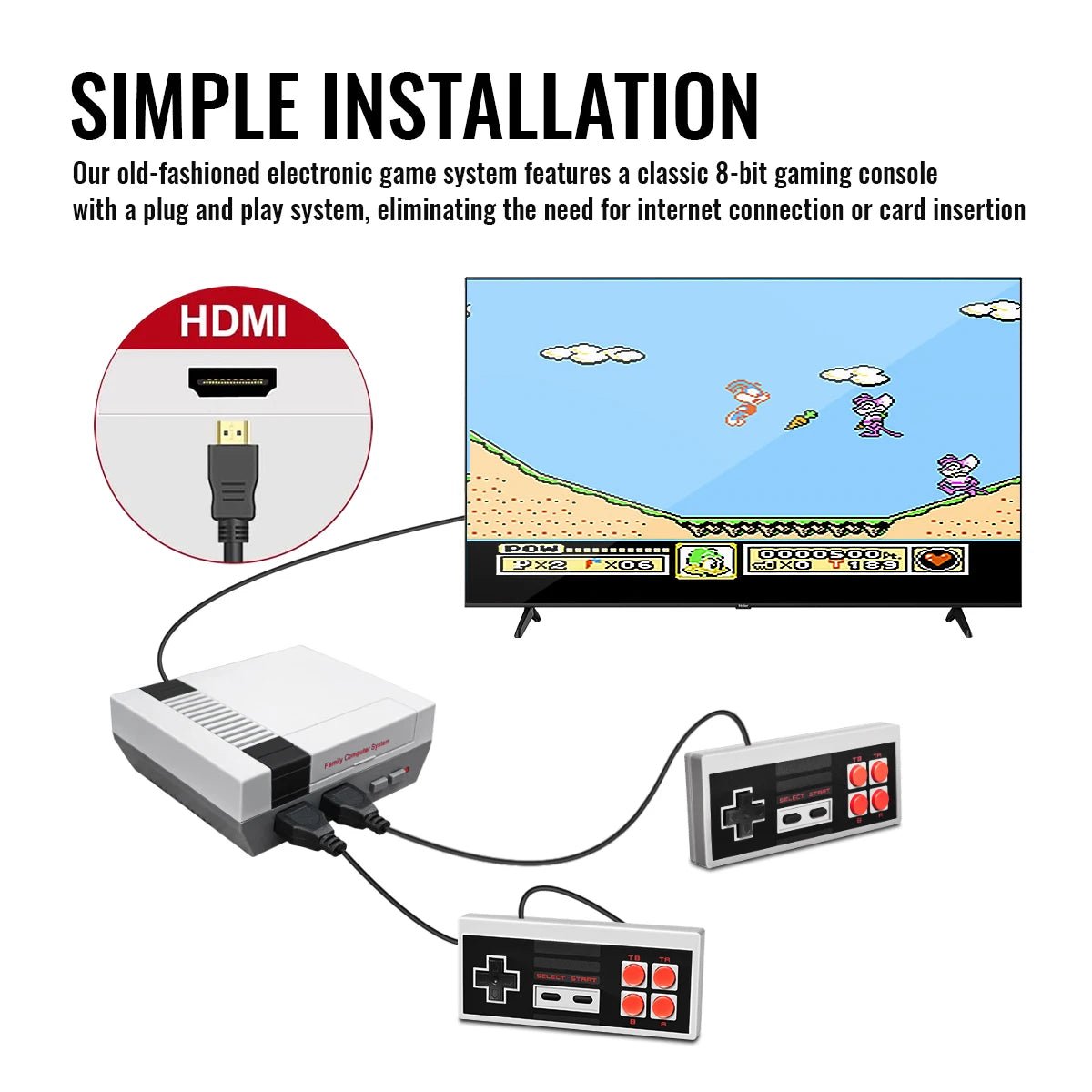 Retro Family HDMI Game Console – 621 Classic Games, 2 Controllers, Save & Load Function - ShineTrek